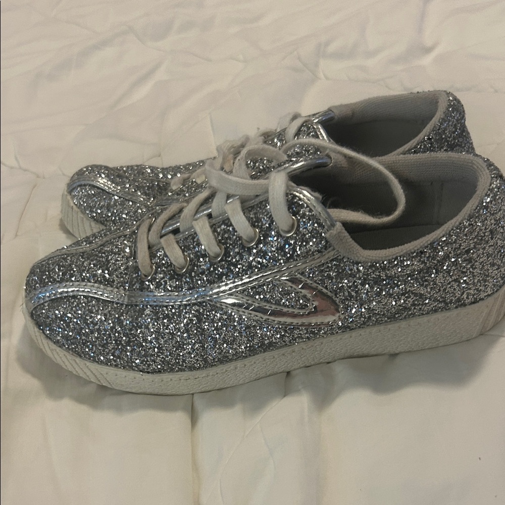 Tretorn Glittery Silver Kids Sneakers